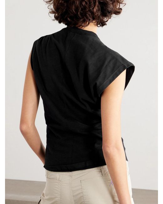Isabel Marant Black Nayda Knotted Cotton-Jersey Top