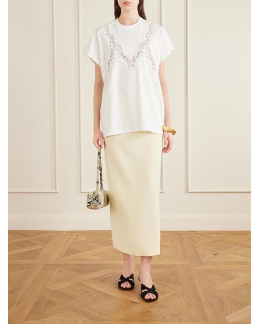 Stella McCartney White Lace-Trimmed Cotton-Jersey T-Shirt
