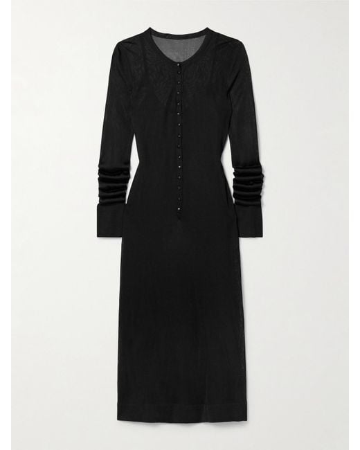 Khaite Black Shaine Knitted Midi Dress