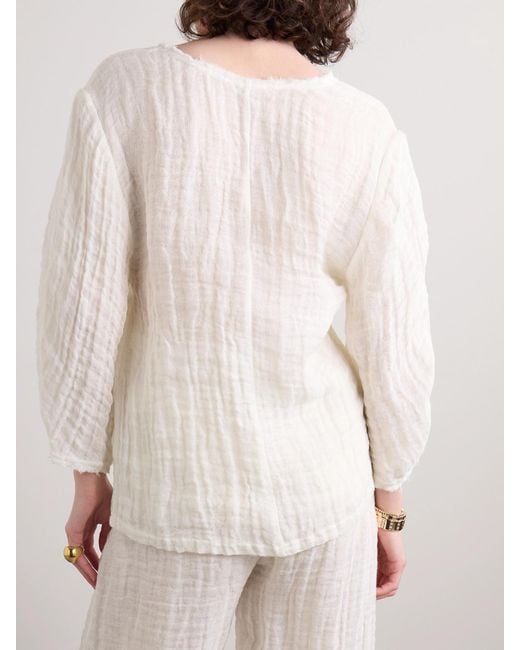 By Malene Birger White Mikala Organic Linen-Gauze Blouse