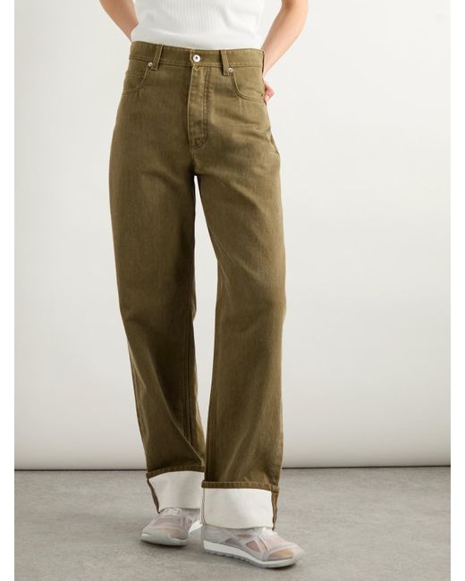 Bottega Veneta Green Hoch Sitzende Jeans Mit Weitem Bein Und Applikationen
