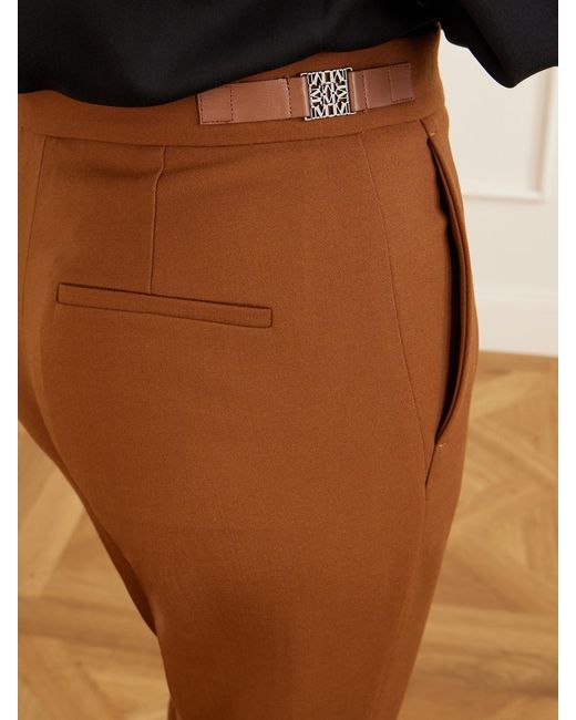 Max Mara Brown Mxmacino Wool-Blend Mid-Rise Slim-Leg Pants