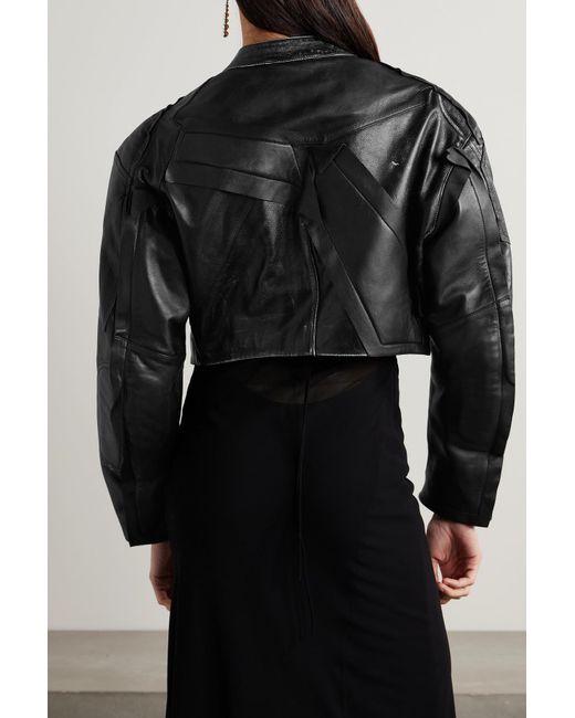 Acne Studios Paneled Distressed Leather Jacket in Black | Lyst