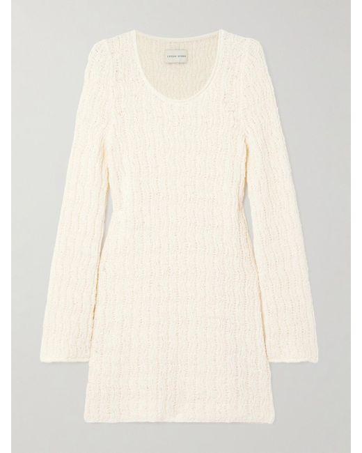 Loulou de Saison Natural Aisala Open-Knit Cotton-Blend Chenille Dress