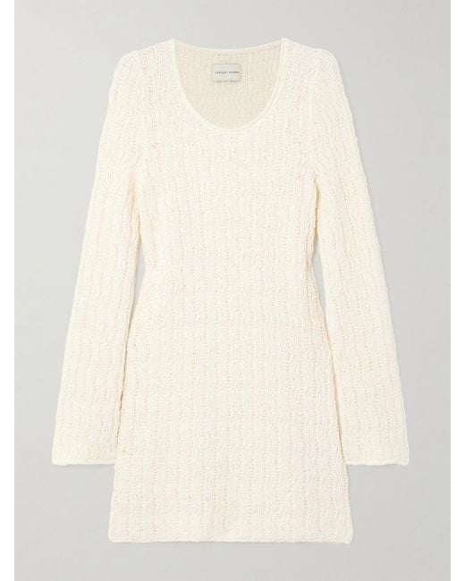 Loulou de Saison Natural Aisala Open-Knit Cotton-Blend Chenille Dress