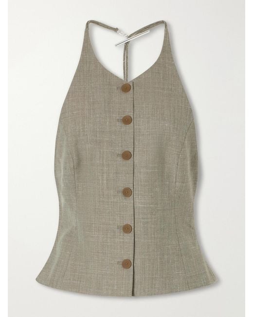 Christopher Esber Natural Banyan Crystal-Embellished Wool And Linen-Blend Vest