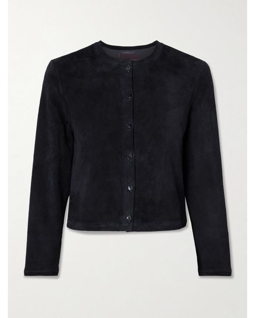 Stouls Blue Astrid Verkürzter Cardigan Aus Veloursleder