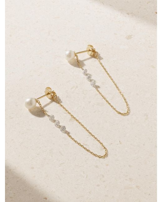 Mizuki Natural 14-Karat, Pearl And Diamond Earrings