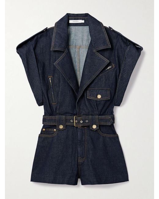 Zimmermann Blue Crush Belted Denim Playsuit
