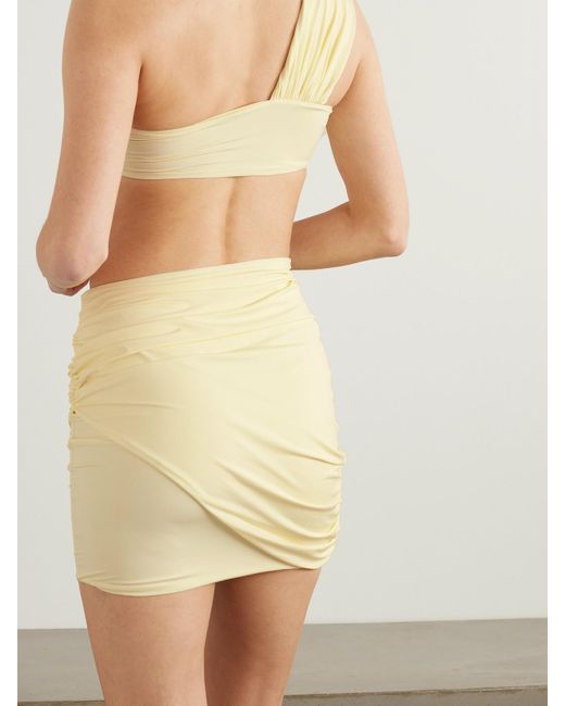 Maygel Coronel Yellow Ilios Ruched Stretch-Jersey Mini Skirt