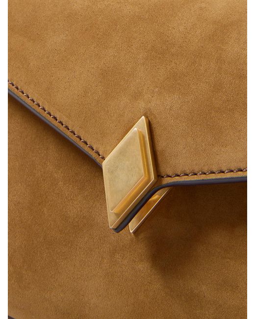 Metier Brown Edge Embellished Suede Clutch