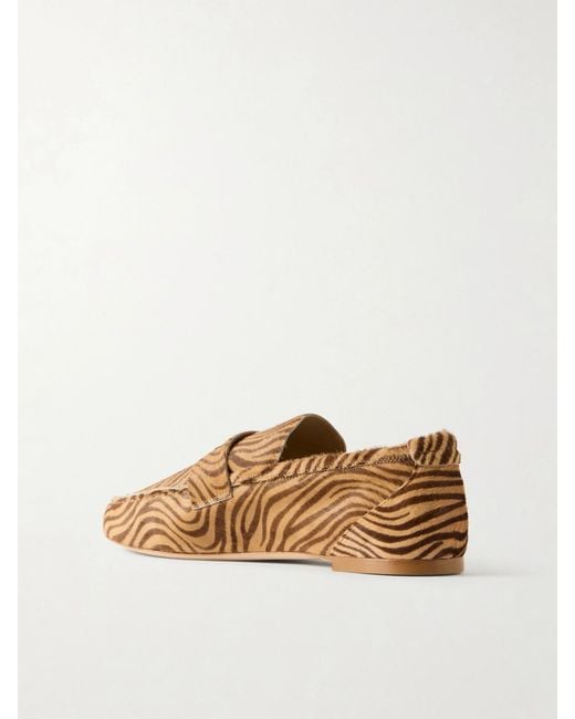 Jamie Haller Brown Zebra-Print Calf Hair Penny Loafers