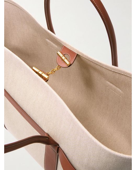 Loro Piana Natural Ghiera Large Leather-Trimmed Canvas Tote