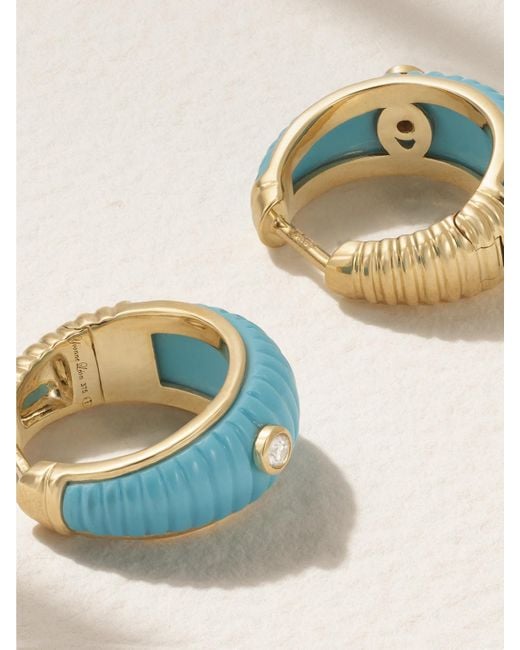 Yvonne Léon Blue Berlingot 9-Karat, And Diamond Hoop Earrings