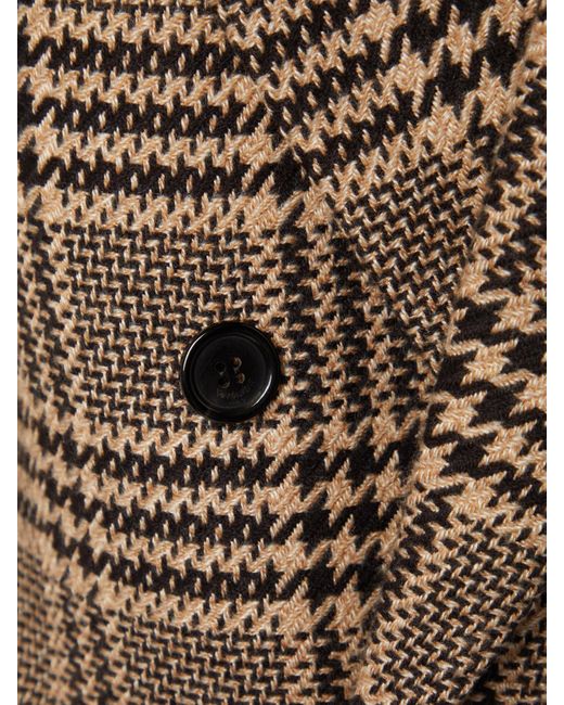 Saint Laurent Brown Double-Breasted Checked Silk And Cashmere-Blend Blazer