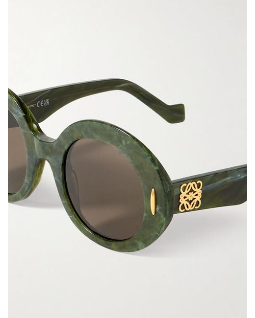 Loewe Green Round-Frame Marbled Acetate Sunglasses