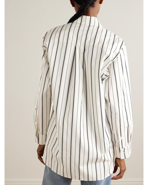 TOVE White Damita Striped Cotton-Poplin Shirt
