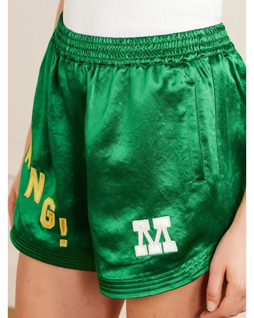 Mother Green The Star Player Embroidered Satin Shorts