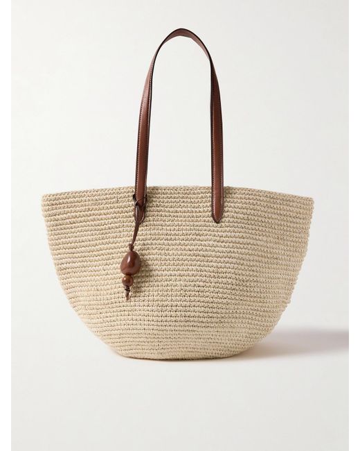 Hunting Season Natural Market Leather-Trimmed Woven Fique Tote