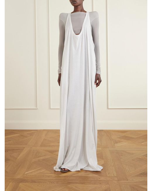 Rick Owens White Helm Stretch-Mesh Blouse