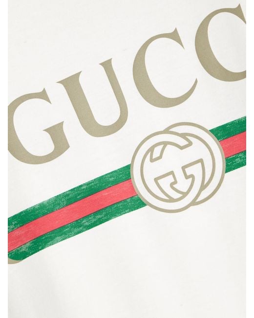Gucci Natural Oversized Printed Cotton And Silk-Blend Jersey T-Shirt