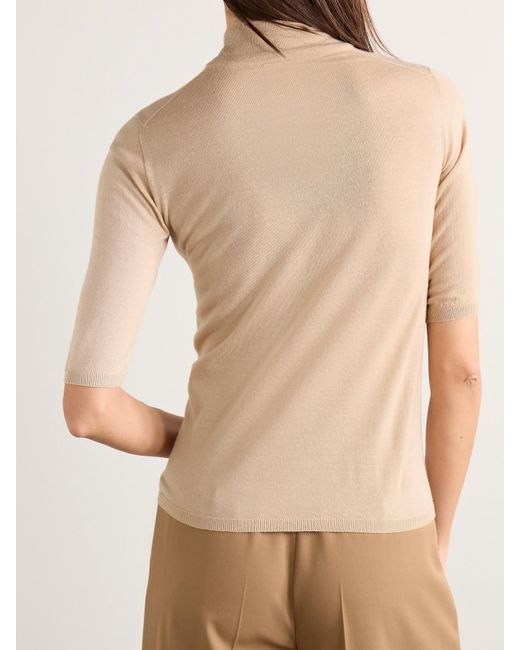Max Mara Natural Cecina Wool Turtleneck Top