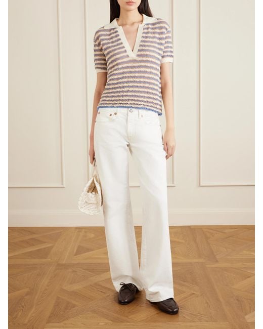 BERNADETTE Natural Ophelia Striped Wool Polo Shirt
