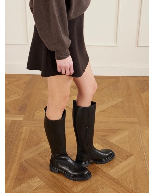 Staud Black Henry Leather Knee Boots