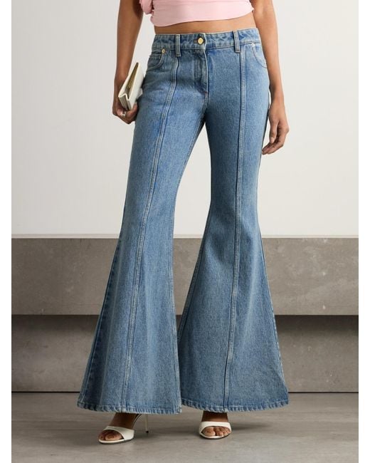 Nina Ricci Blue Paneled Mid-Rise Flared Jeans