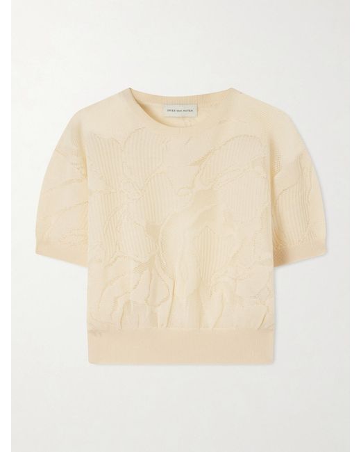 Dries Van Noten Natural Ribbed-Knit Cotton-Blend Sweater