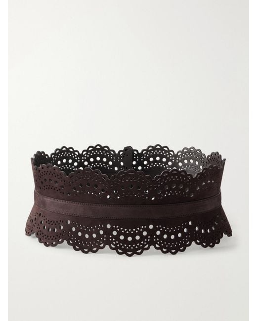 Alaïa Black Vienne Laser-Cut Leather Waist Belt