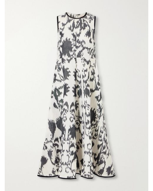 Emporio Sirenuse White Clodette Printed Linen And Cotton-Blend Poplin Maxi Dress