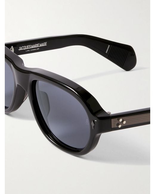 Jacques Marie Mage Black Richard Aviator-Style Acetate Sunglasses