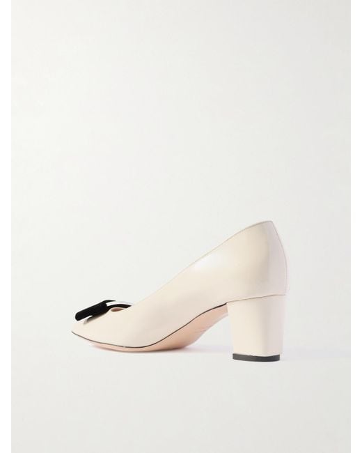 Tom Ford Natural Audrey Embellished Velvet-Trimmed Patent-Leather Pumps