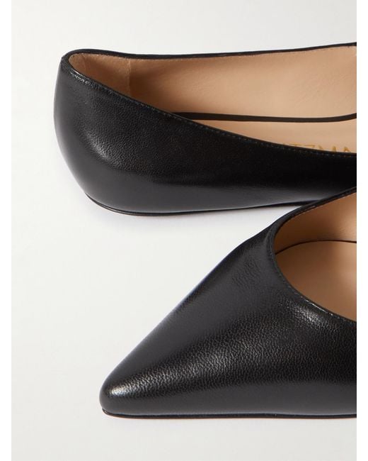 Stuart Weitzman Black Emilia Leather Mary Jane Point-Toe Flats