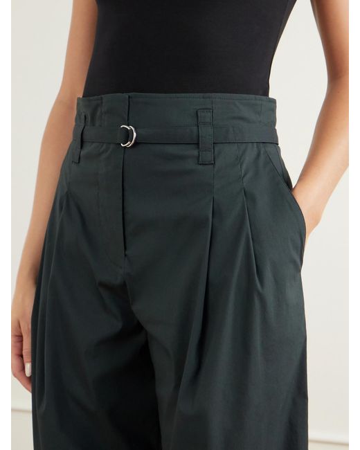Proenza Schouler Blue Raver Belted Wide-Leg Cotton-Stretch Wide-Leg Pants