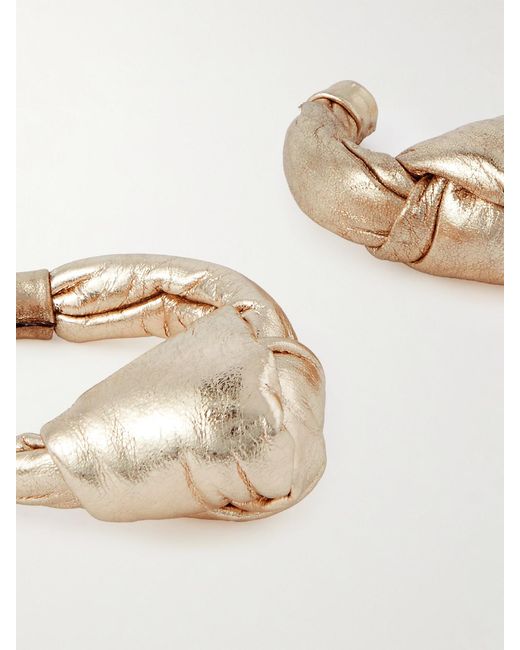 Johanna Ortiz Natural Net Sustain Metallic Leather Hoop Earrings