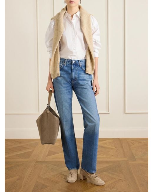 Aeyde Natural Grenn Suede Loafers