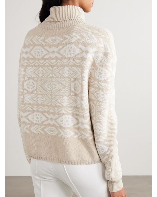 Bogner Natural Nadin Fair Isle Appliquéd Wool-Jacquard Turtleneck Sweater