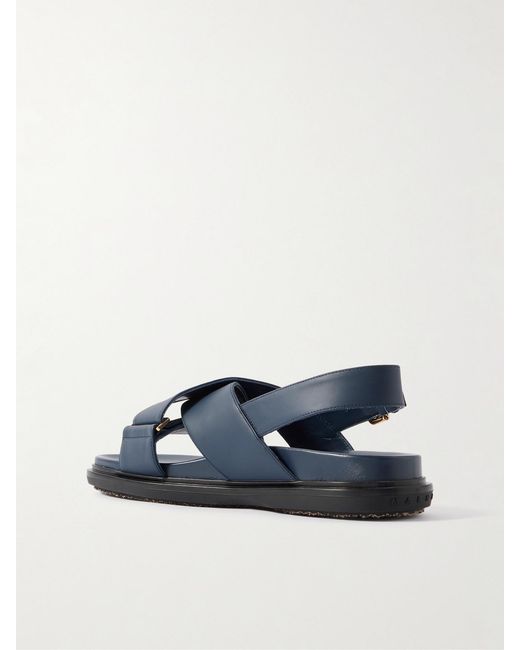 Marni Blue Fussbett Leather Slingback Sandals