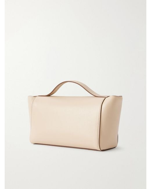 SAVETTE Natural Symmetry Trapeze Pochette Leather Tote