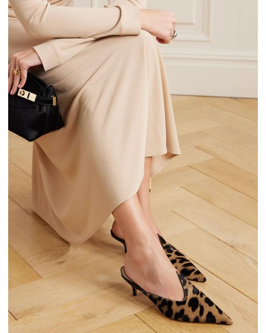 Ferragamo Multicolor Dorye Leopard-Print Calf Hair Mules