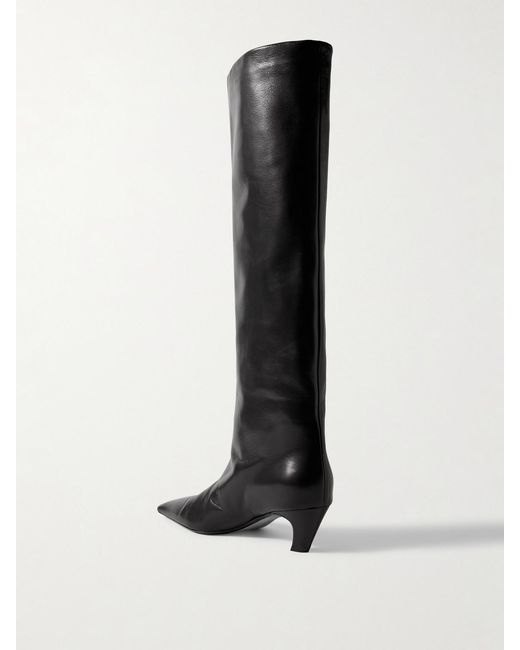 Khaite Black Davis Leather Knee Boots
