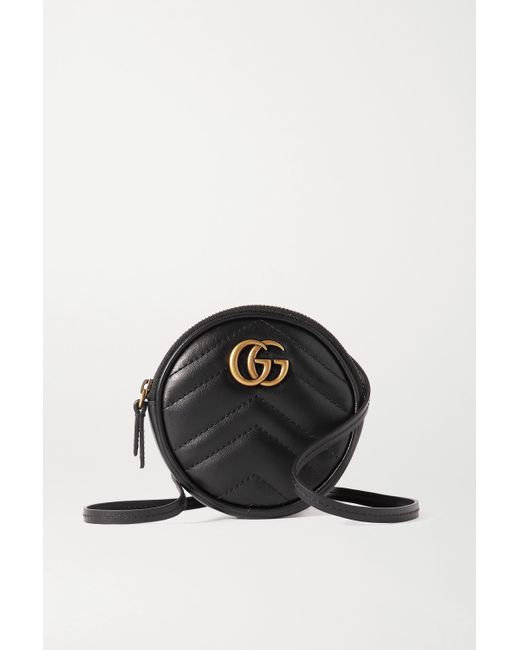 black gg marmont mini leather bag
