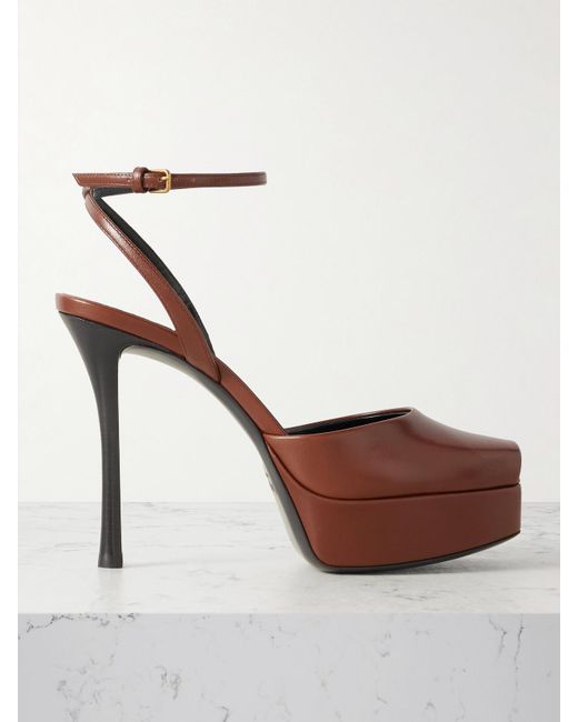 Saint Laurent White La Scandale Sandalen Aus Leder