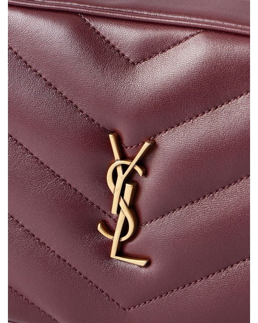Saint Laurent Purple Loulou Quilted Textured-Leather Shoulder Bag