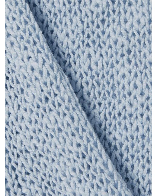 James Perse Blue Open-Knit Cotton And Linen-Blend T-Shirt