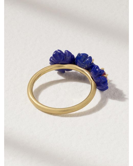 Irene Neuwirth Blue Botanical Ring Aus 18 Karat Mit Lapislazuli Und Turmalinen