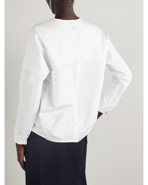 Tibi White Oversized Cutout Cotton-Poplin Shirt