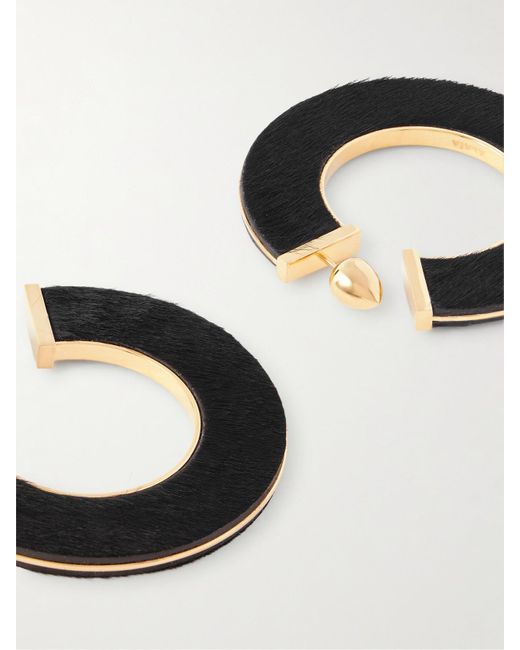 Alaïa Black Tone Calf Hair Hoop Earrings